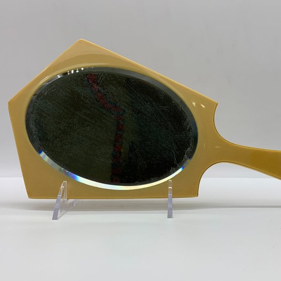 Vintage early plastic beveled hand mirror- Celluloid? Bakelite? Something else? - Picture 1 of 8